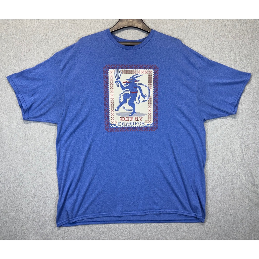 Delta Pro Weight Merry Krampus Graphic T-Shirt Mens 3XL Blue Short Sleeve